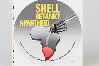 Objekt: Sticker "Shell betankt Apartheid", BRD, 1988.