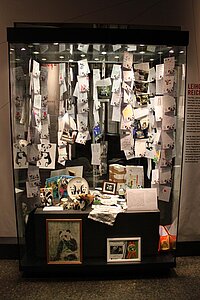 Blick auf die "partizipative Vitrine" in der Sonderausstellung "Panda". Foto © HTW Berlin / Tobias Nettke